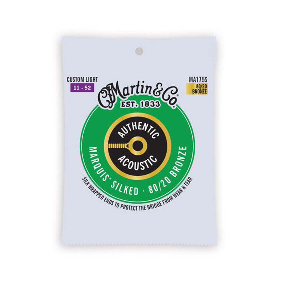 Martin MA175S-U Authentic Acoustic Marquis Silked 80/20 Bronze Guitar Strings, Custom Light-Guitar Accessories-Martin and Co-Hermes Music